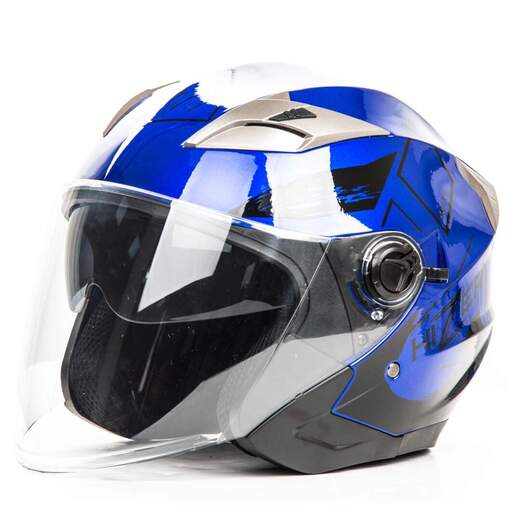 Шлем мото открытый HIZER B208 №3 (L) blue/black (2 визора) pitbikemarket.ru